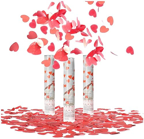 com-four® 3x Shooter Party Popper-Set 28cm, Konfetti-Kanone zum Drehen | Partys - Geburtstage - Konfetti Bombe mit 6m Effekthöhe