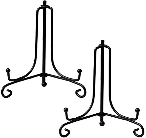 Deolven Ferro Supporto Cavalletto Decorativo,2 Pack 8.5 Pollici Supporti di Ferro per Espositore Cornici Nero Espositore Stand in Ferro per Piatti