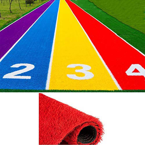 YNGJUEN Rot 20mm Synthetisches Gras Regenbogen-Landebahn Kunstrasen Rasen Einfach Zu Säubern Zum Garten Kindergarten Fussballplatz Dekoration Im Freien (Color : Green, Size : 2mX8m)