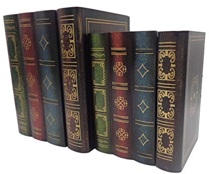 ISOTO Lot de 2 boîtes à faux livres décoratives en bois pour décoration d'intérieur, rangement de collection, coffre au trésor, cadeaux (grand et petit)