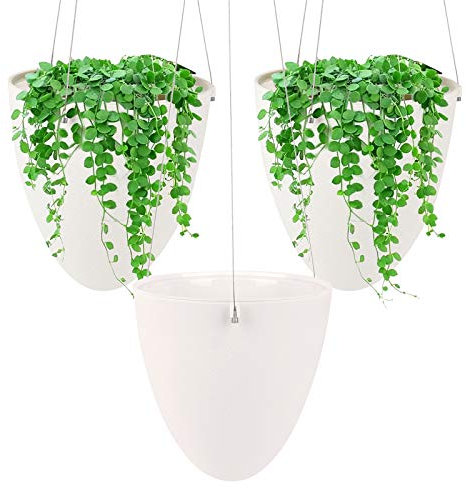 Ulikey 3 Stück Hängepflanztopf Blumenampeln zum Aufhängen, Selbstbewässernder Hängender Pflanzer, Pflanzenhalter Pflanzgefäß, Moderner Dekorative Pflanzenampel für Innen Outdoor Dekorationen (3 Stück)