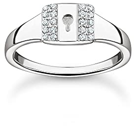 Thomas Sabo Damen Ring Schloss weiße Steine925 Sterlingsilber TR2372-051-14