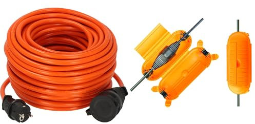 Brennenstuhl BREMAXX® Verlängerungskabel V2 (25m Kabel in orange, IP44, einsetzbar bis -35 °C, öl- und UV-beständig) und Brennenstuhl Safe-Box Big IP44 (Schutzbox für Verlängerungskabel)