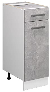 Vicco Küchenunterschrank R-Line, Beton, 30 cm | 1 Schublade · Ohne Arbeitsplatte · Höhenverstellbare Füße · 1 Tür · ✓ Frei kombinierbar