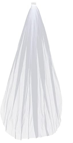 Abaodam Brautschleier Hochzeitsschleier Langer Einlagiger Schleier mit Kamm Weiß 3 Meter die Braut Hochzeitsaccessoires Damen Hochzeitskleid Zubehör