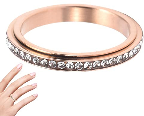 Vikanda termogenisk Moissanite spinner , kubisk zirkoniapläterad roterande ringar i rostfritt stål, spinnringar i rostfritt stål, spinnringar för kvinnor män, Rose Gold/10, Silver
