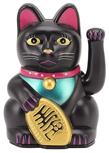 Dpofirs 4 Inch Arm Waving Fortune Cat Battery Powered, Hand Waving Welcoming Cat Chinese Lucky Cat Decor for Home Desk Ornament Gift Giving