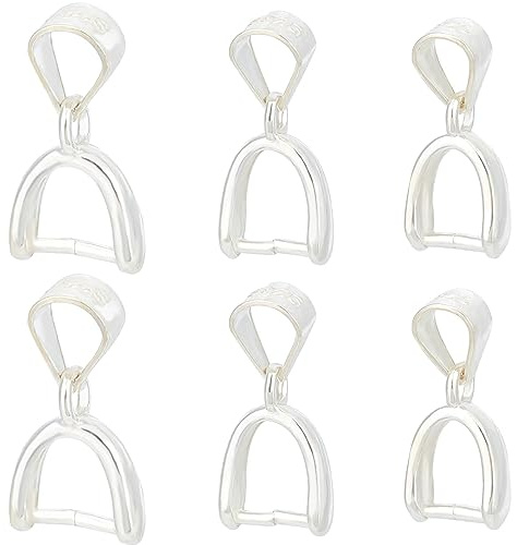 CREATCABIN 6 Stück 3 Größen 925 Sterling Silber Anhänger Eispickel Klemmbügel Anhängerhalter Haken Kettenverbinder Anhängerverschlüsse Klemmclips Für Halskette Schmuck Charms DIY Basteln Herstellung