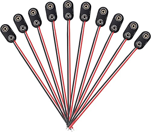 9V-Batterieclip 10 STK Batterie Kabel 15cm Anschluss für 9 Volt-Blocks | Praktischer 9v Batterie Anschluss mit 15cm Kabel, Zuverlässiger 9V Clip mit Kabel für Elektronikprojekte und Bastelarbeiten