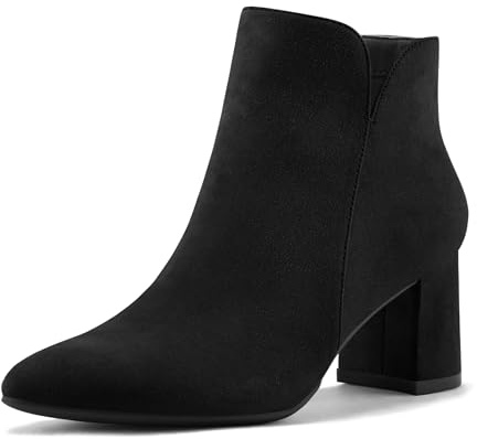 mysoft Women's Ankle Boots Chunky Block Heel Pointed Toe Dressy Booties
