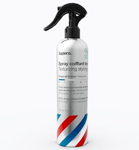 Sapiens Barbershop Sea Salt Spray - Spray Eau de Mer Cheveux Bio - Eau Coiffante Enrichie en Kératine - Fabriqué en France - Spray Coiffant Texturisant - Parfum Frais Marin