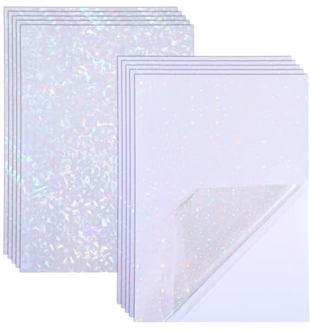 YUXIANLB 10 Fogli Di Carta Adesiva Olografica Trasparente In Vinile Pellicola Laminata Pellicola Adesiva Mista Pellicola Olografica Formato A4 Impermeabile Per Fai Da Te 11.61 × 8.26 inches/29.5×21 cm