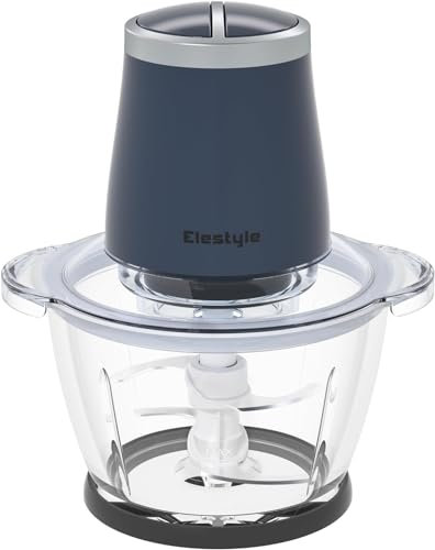 elestyle Hachoir électrique avec 4 lames en acier inoxydable à deux niveaux - 500W, bol de 1,2 L, 2 vitesses pour viande, légumes et fruits