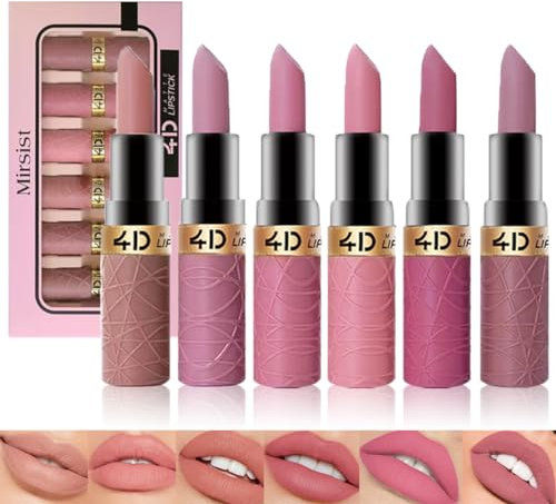 Baorder 6 Pcs Matte Lipstick Set,Wasserfester Langanhaltender Samtiger Lippenstift Reichhaltige Farben/Ultra-mattes Finish,Makeup Geschenk für Frauen (Set A)