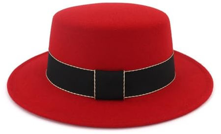 NOAMED Fengyan Hut, Outdoor-Wintermütze, breite Krempe, Wollfilz, Fedora-Hüte, für Herren und Damen, Trilby-Party, formelle Panama-Mütze, 1 Stück, rot, 6 7/8-7 1/8