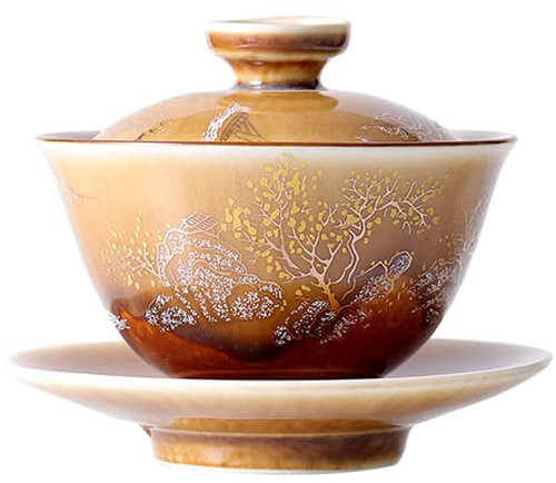 cubriendo tazas, cubriendo tazas antiguas, Gaiwan tradicional chino, taza de té tradicional de cerámica Gaiwan de 190 ml, tazón de té hecho a mano, sopera portátil for ceremonia del té