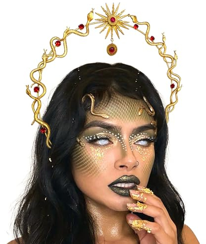 JeVenis Schlange Stirnband Schlange Ohrringe Medusa Kopfschmuck Medusa Krone Medusa Kostüm Zubehör Göttin Kostüm Damen Party Kostüm