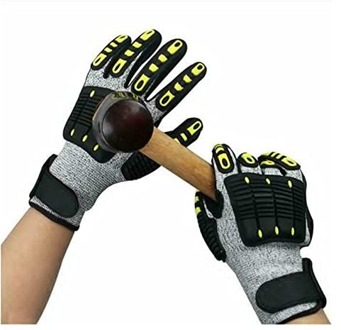 Guantes resistentes a cortes de servicio pesado Guantes de trabajo de seguridad de aceite de vibración de impacto Anti impacto mecánico de absorción de impacto de corte - Guantes de trabajo(3PAIR_XL)
