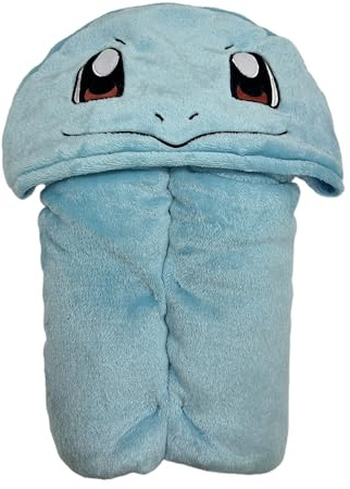 Homadict Pokémon pläd med huva - Carapuce - 120 x 150 cm - mjuk och bekväm - officiell licens, gul