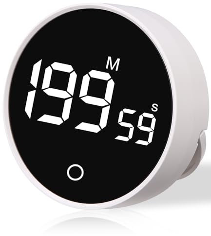 Birshe Temporizador Digital de Cocina y Huevos - Magnético Con Pantalla LED, 2 Modos, Visual - Blanco
