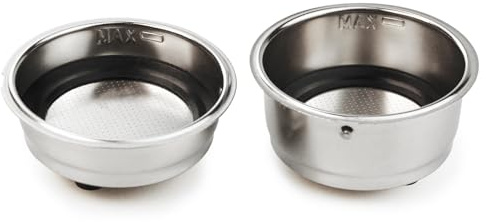2 Stück Einzeltassen Kaffeefilterkorb, 51mm Edelstahl Siebträgerfilterkorb Wiederverwendbare Kaffeemaschine Filterschale, Bodenloser Siebträger Siebträgerkorb Filtration Kaffeemaschinenzubehör(1+2)