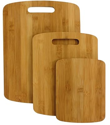 Box and Beyond - 3 Stück Schneidebrett für die Küche, 24 cm, 20 cm, 15 cm, ideal zum Servieren von Wurst, Brot, Obst, Käse, robust und langlebig