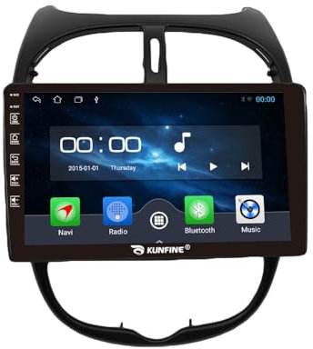 Car CarPlay Android Auto Navigation Stéréo GPS Radio Caméra arrière Display 9 IPS Touchscreen Headunit Tablet Pad Lecteur média pour Peugeot/Citroen 206 2000-2016/Citroen C2, 4 Core 2G+64G