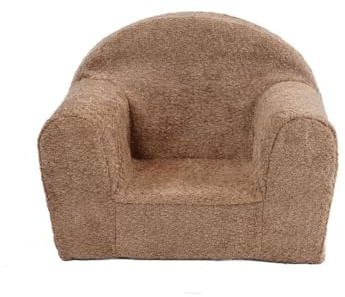 FORTISLINE Kindersessel Mini aus Plüsch (40x33x39 cm) - weich & sicher - Babysessel & Kleinkindsessel Oeko-TEX Zertifiziert - Soft Kindersofa Ohrensessel für Kinderzimmer, Puderbraun