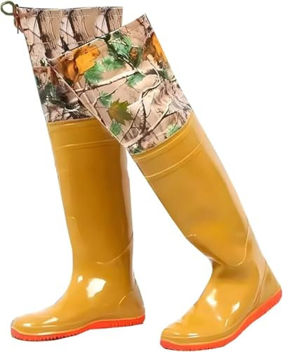 KIJyfgTR Watstiefel for Damen und Herren, leichte, wasserdichte PVC-Watstiefel for Angeln, bequem, flexibel, mit Stiefelfuß(8.5 UK)