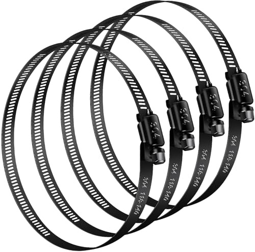 Jeboler Schwarz Schlauchschellen 118-140mm, 4 Stk Sschlauchschellen Pool Edelstahl, Große Schlauchklemme Rohrschelle Sortiment Schlauchbinder für Lüftungsrohr, Poolschlauch, Abluftschlauch