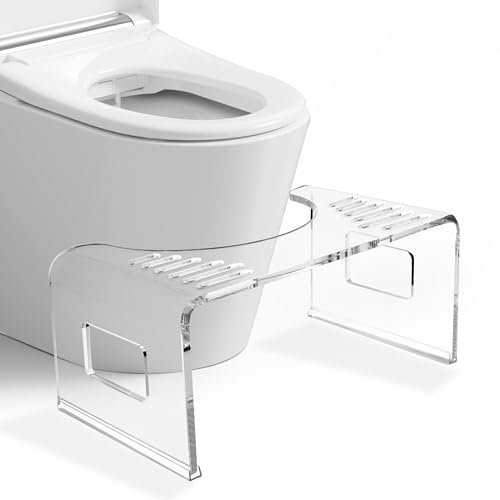 StarK Toilettenhocker aus klarem Acryl - 18 cm Höhe - rutschfest & platzsparender Klohocker - transparenter Toiletten Hocker für bessere Darmgesundheit