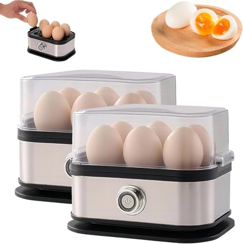 Cocedor de huevos inteligente con apagado automático, escalfador eléctrico de acero inoxidable para huevos duros, blandos, semiduros, escalfados y revueltos. Electrodoméstico de cocina con capacidad p