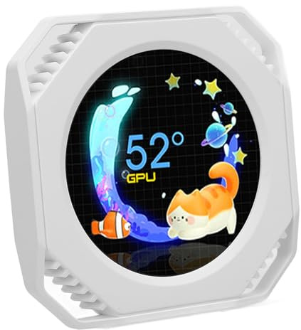 Sxhlseller 2,1 Zoll Computertemp Monitors, CPU Cooler LCD -Display DIY Dynamisches Thema Unterstützt, PC -Fall Sekundärbildschirm GPU -Temperaturanzeige (White)