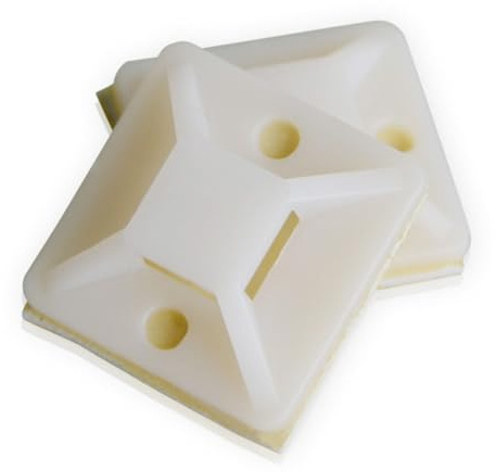 LOLIPPYY 100 Pièces Supports Autocollants pour Colliers de Serrage Bases Adhésives pour Gestion des Câbles Fixation Nylon pour Bureau et Maison Organisateur Câble Données Embase Collier