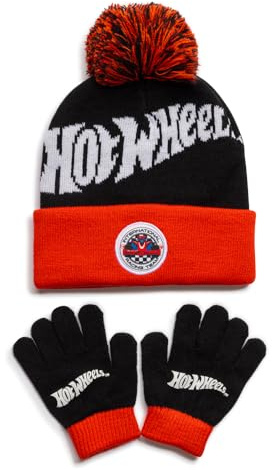 Hot Wheels Boys Hat and Gloves, Official Knit Winter Set for Boys, Cold Weather Accessory Set, 100% Acrylic
