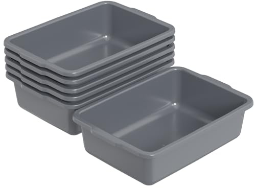 Sadstory 24 L Commercial Bus Tub, Plastic Bus Box, Gray, 6 Packs