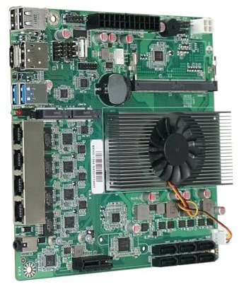 Carte mère NAS N100 DDR5, 6 Ports SATA 3.0, 4 Ports I226 2,5 GHz, Format ITX 17 x 17 cm, 2 Ports M.2, 1 Port PCIe for routeur Logiciel et Serveur de Stockage NAS DIY(Motherboard+CPU+RAM)