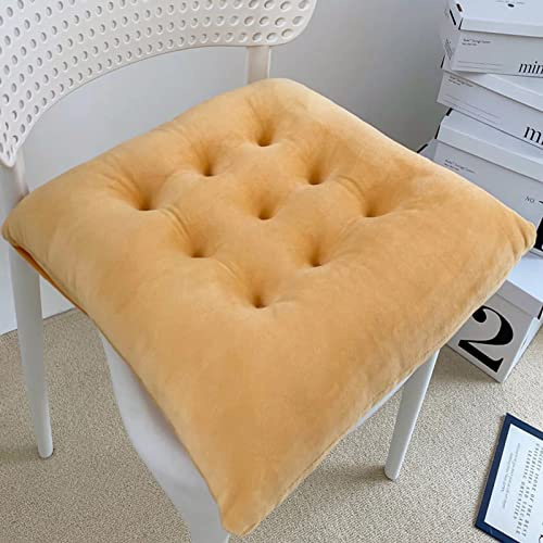 Uppsättning av 6 avtagbara tvättbara trädgårdsstolsdynor 40 x 40 cm dubbelsidiga gula utomhusdynor för kök och uteplats komfort