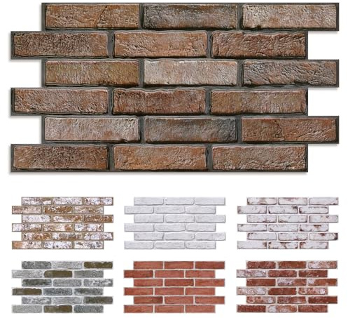 Commomy 12 Pièces Panneaux muraux 3D Autocollants, 3 MM D'épaisseur | Aspect Brique Pierre, 58 x 30 cm, Revêtement Mural PVC pour Salon, Cuisine, Chambre à Coucher, Intérieur