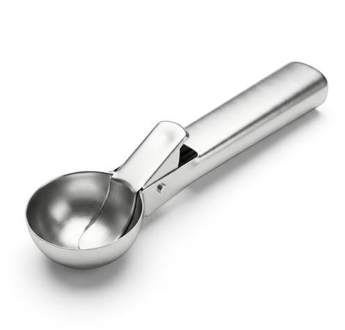Metal Ice Cream Scoop, Heavy Duty Stainless Steel Ice Cream Scoop Portable Cookie Dough Scoops for Frozen Yogurt, Gelatos, Sundaes, Baking Supplies, Dishwasher Safe (Medium, Silver)