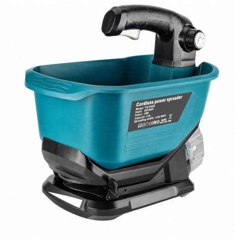 Spandiconcime portatile compatibile con batteria Makita da 18 V, spandiconcime portatile a 5 velocità, capacità 3,7 l, spargitore di trasmissione regolabile a 140° per semi, fertilizzanti, sale e