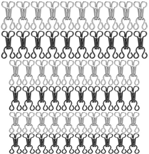 Yuomeaz 60Pcs Sewing Hooks and Eyes Metal Bra Hook Fastener | 3Size Silver and Black Metal Hook and Eyes for Clothing Trouser Dress Skirt Craft (12.5/14/17mm)