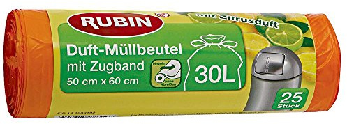Rubin Duft-Müllbeutel mit Zugband 30 Liter 25 Stück, 1er Pack