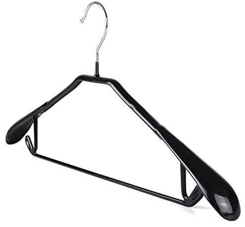 The Hanger Store 10 Heavy Duty Metal Coat Hangers for Clothes, Non Slip | Wide Ends to Supports Shoulders and Jackets & Suits. Non Slip Rubber Coating, Trouser Hanger Bar. Underhooks for Dress Loops