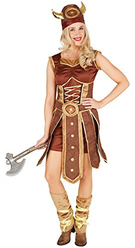 dressforfun Frauenkostüm Wikinger | Schönes Kleid mit Schürze | inkl. Beinstulpen und Wikinger Hut (M | Nr. 301350)