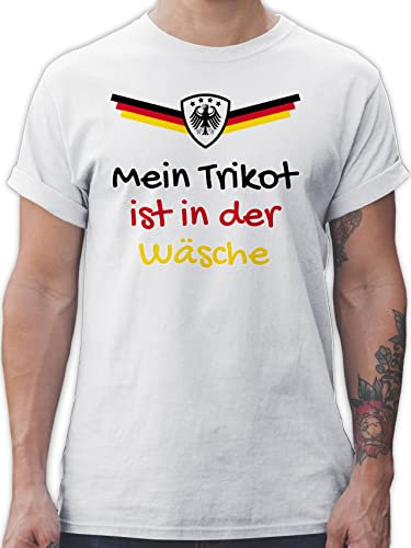 T-Shirt Herren - Fußball EM WM - Mein Trikot ist in der Wäsche Deutschland - S - Weiß - Fussball Trikots Euro Tshirt Europameisterschaft Team Shirt fussballtrikot fu Ball 2022 Koszulka Shirts