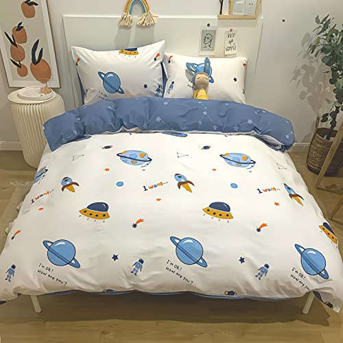 KEAYOO Parure de lit 100% Cotton Linge de lit pour bébé (40 x 60 Taie d'oreiller et Housse de Couette 100x135) (Fusée)