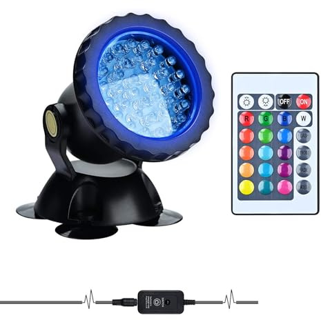Lychee Waterproof Underwater Spot Lights, Remote Control Amphibious Change Color Submersible Lights for Garden Pond Aquarium Courtyard Swimming Pool Fountain Fish Tank (Set of 1)