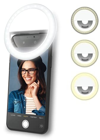 DigiPower Smartphone Ring Light with Bluetooth Remote Control, 28 LED Lights, 3 Brightness Levels, Selfie Light (iOS/Android), Rechargeable Battery for Selfies, Pictures, Makeup and Tiktok DPS-VRL1