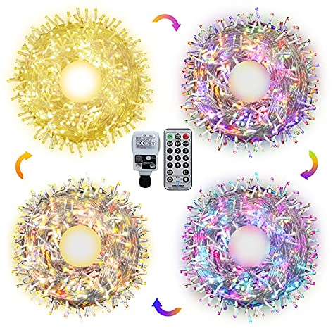 100m per esterni alimentata da rete elettrica,Led Stringa Luci,luci dell'albero di Natale che cambiano colore luci delle corde esterne con telecomando per camera da letto all'aperto del giardino